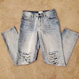 Kendall & Kylie Straight Leg High-Rise Ripped Jeans